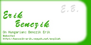 erik benczik business card